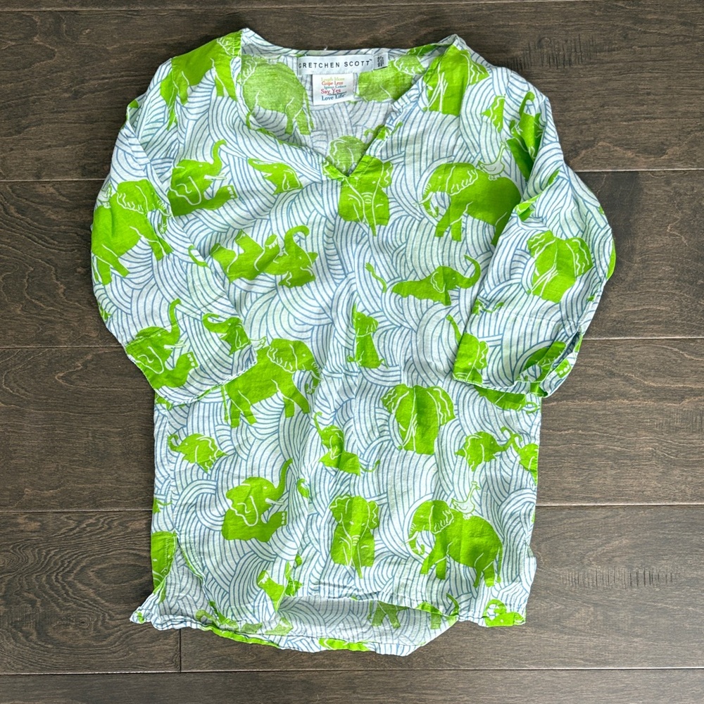 Gretchen Scott Designs Kids Lime Elephant Print Cover-Up